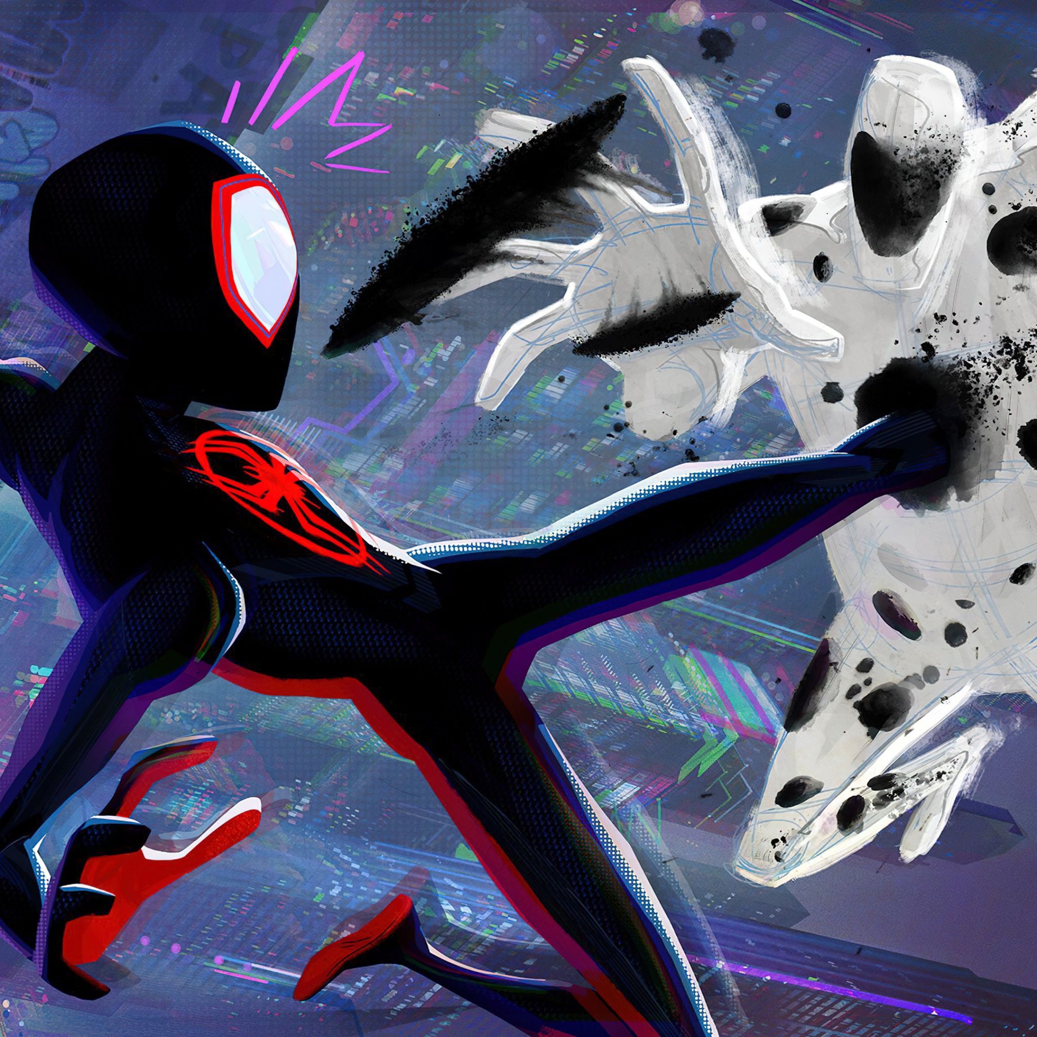 2048x2048 Spider Verse Wallpaper 4K, Boss Fight
