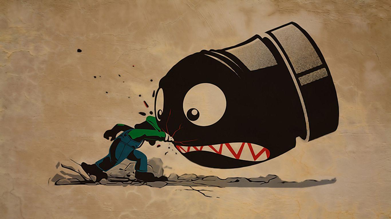 1366x768 This lit Luigi wallpaper