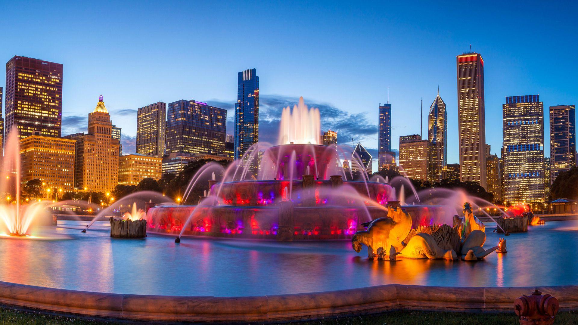 1920x1080 Chicago City Waterfall 8k Laptop Full HD 1080P HD