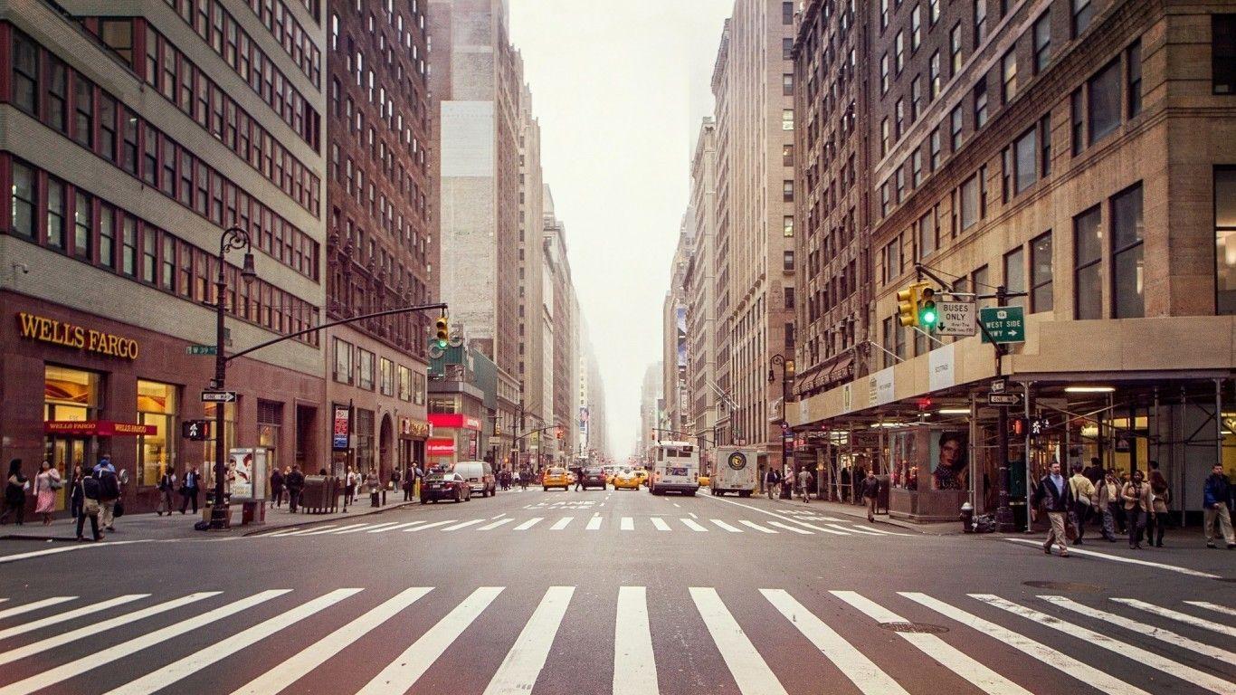 1366x768 Download 1366x768 Chicago, Street, Buildings, People, Usa