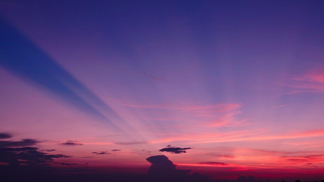 1366x768 Download 1366x768 Japan, Skyline, Clouds, Sunset Wallpaper