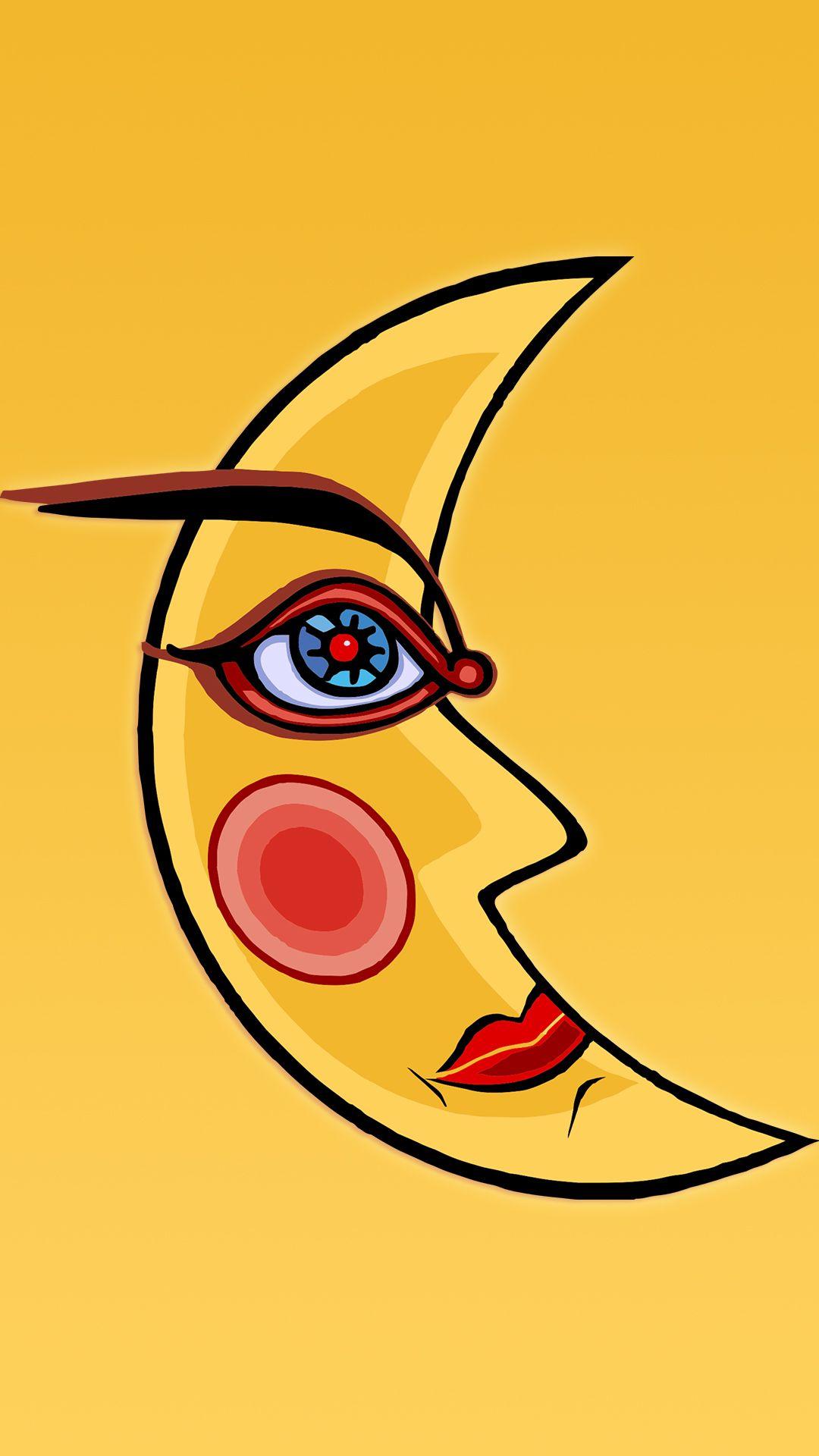 1080x1920 Free HD Yellow Moon Phone Wallpaper.3357