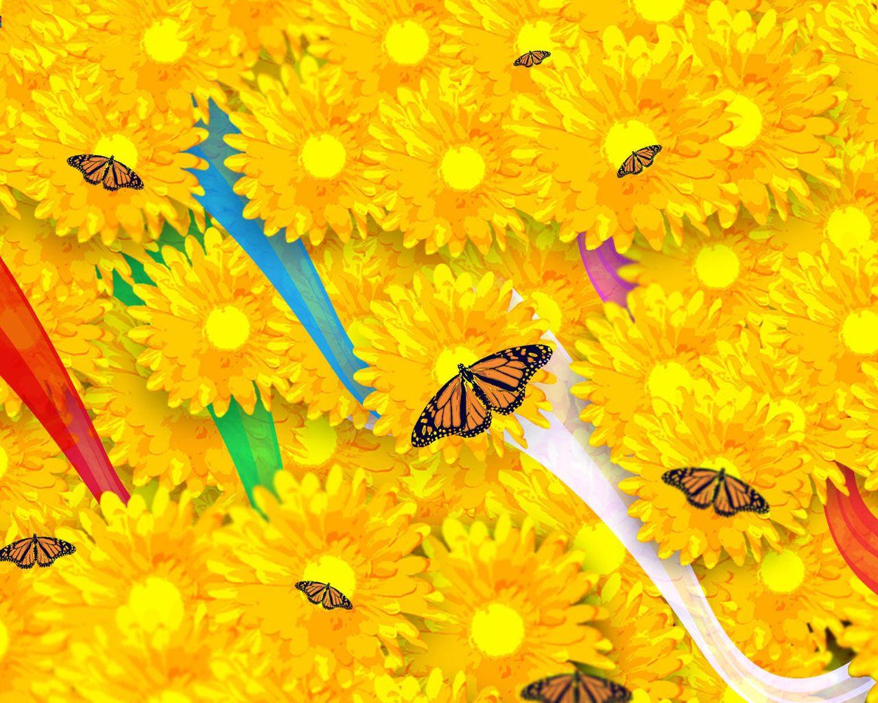 1280x1024 Yellow flowers wallpaper. Yellow flowers