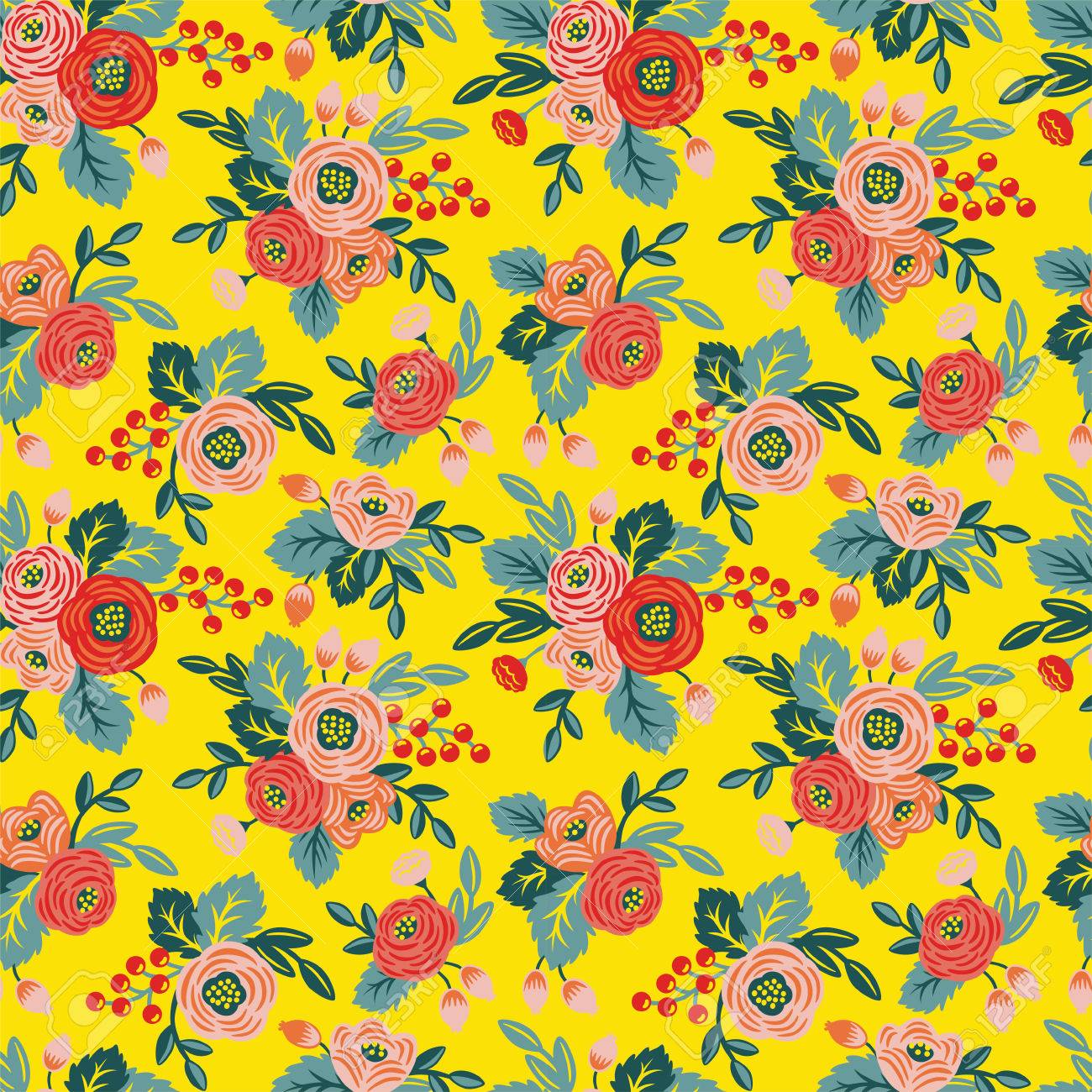 1300x1300 Best Yellow floral seamless pattern for background