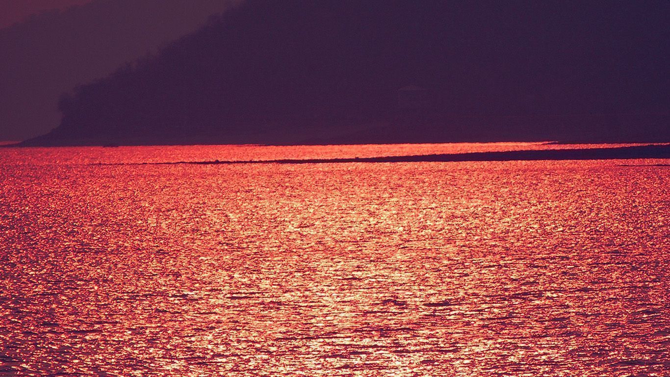 1366x768 Sunset Red River Wave Nature