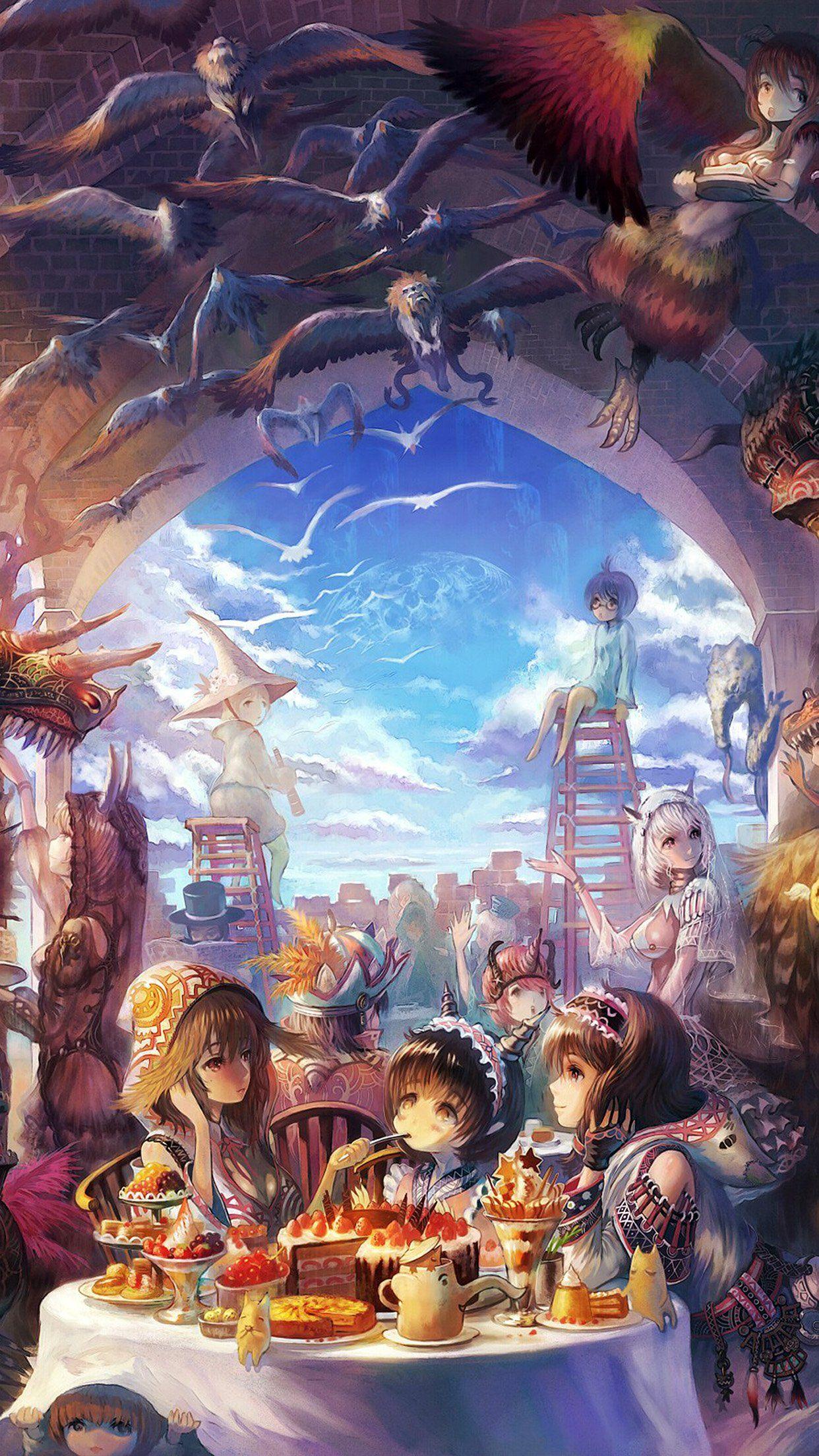 1242x2208 Fiesta Food Anime Art Illust Drawing Wallpaper