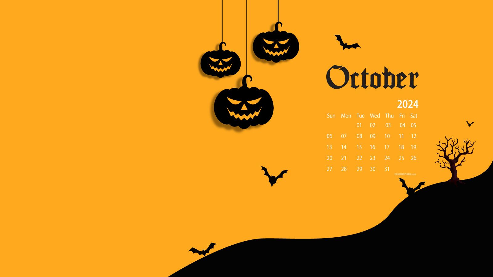 1600x900 October 2024 Desktop Wallpaper Calendar