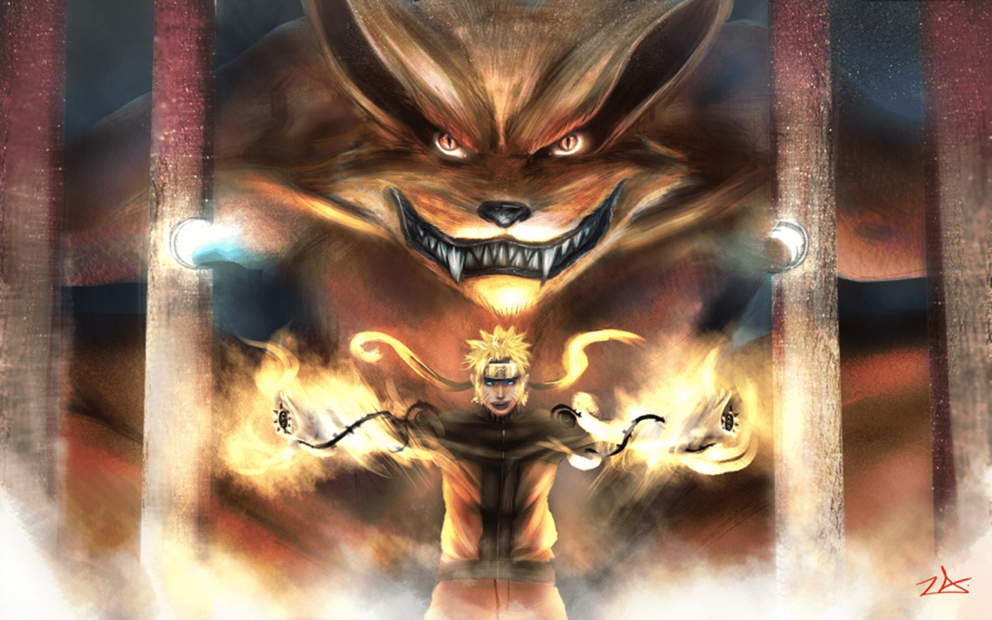 1440x900 Nine Tailed Fox Wallpaper