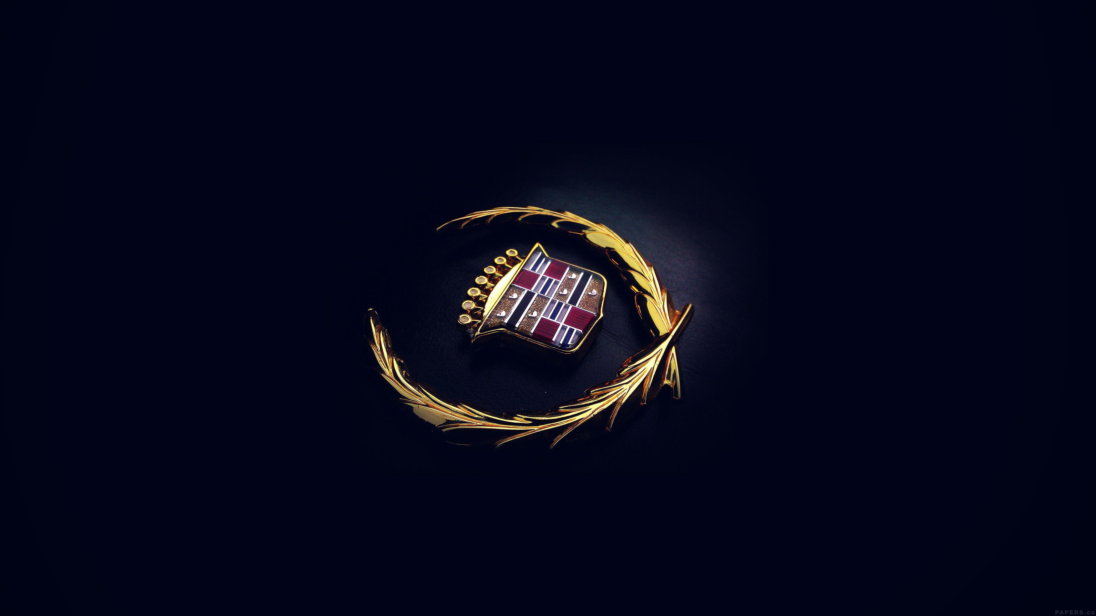 3840x2160 desktop wallpaper. cadillac logo car dark