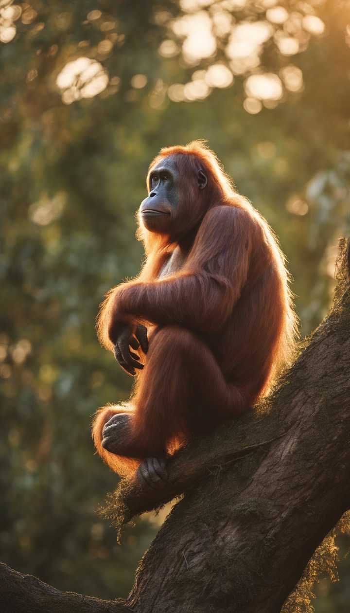 720x1260 A wise old orangutan sitting