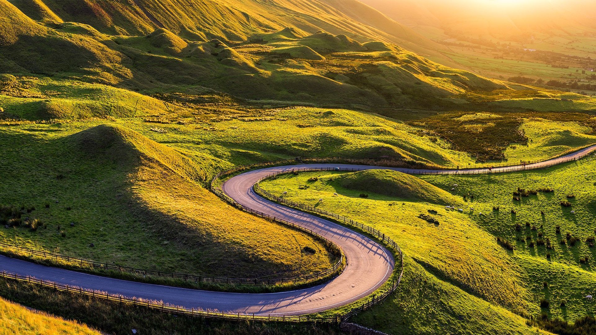 1920x1080 Edale valley twisty road in Derbyshire