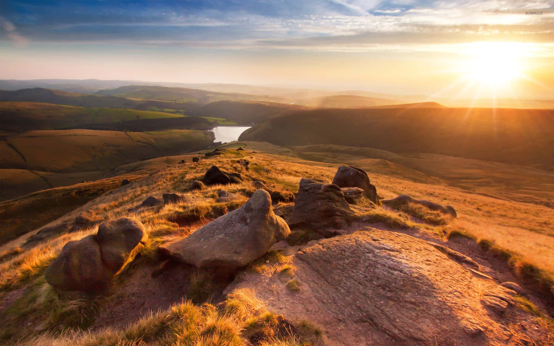 1920x1200 Peak District Sunset Panorama Wallpaper