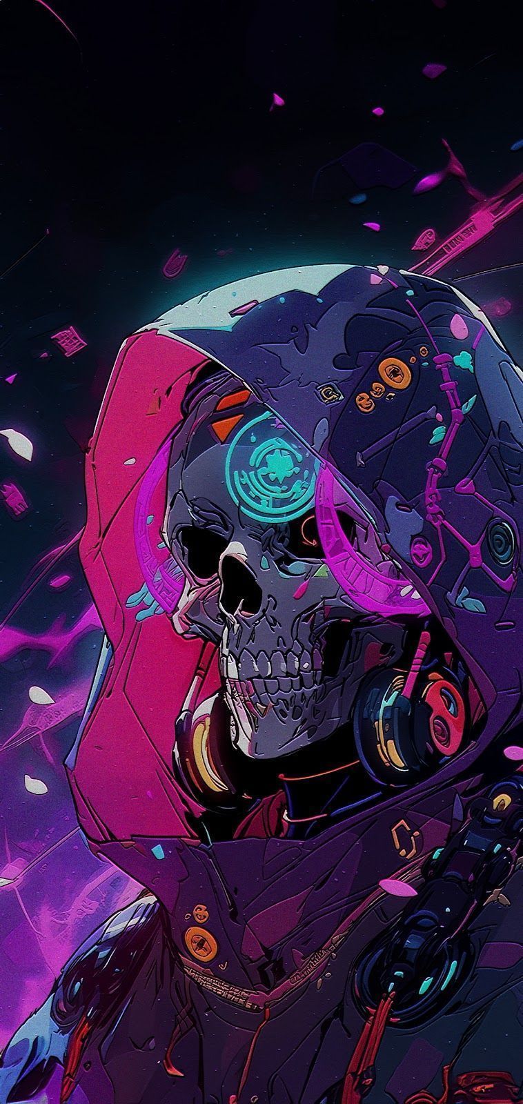 758x1600 CYBERPUNK SKULL SKIN CHARACTER HD
