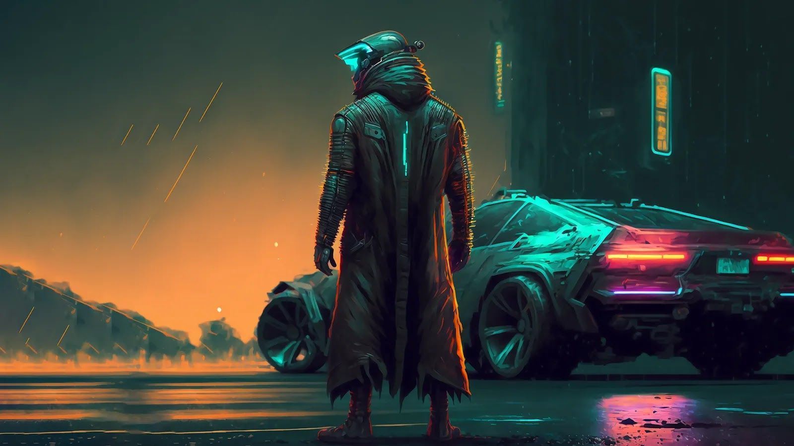 1600x900 4K Wallpaper for PC: AI Cyberpunk