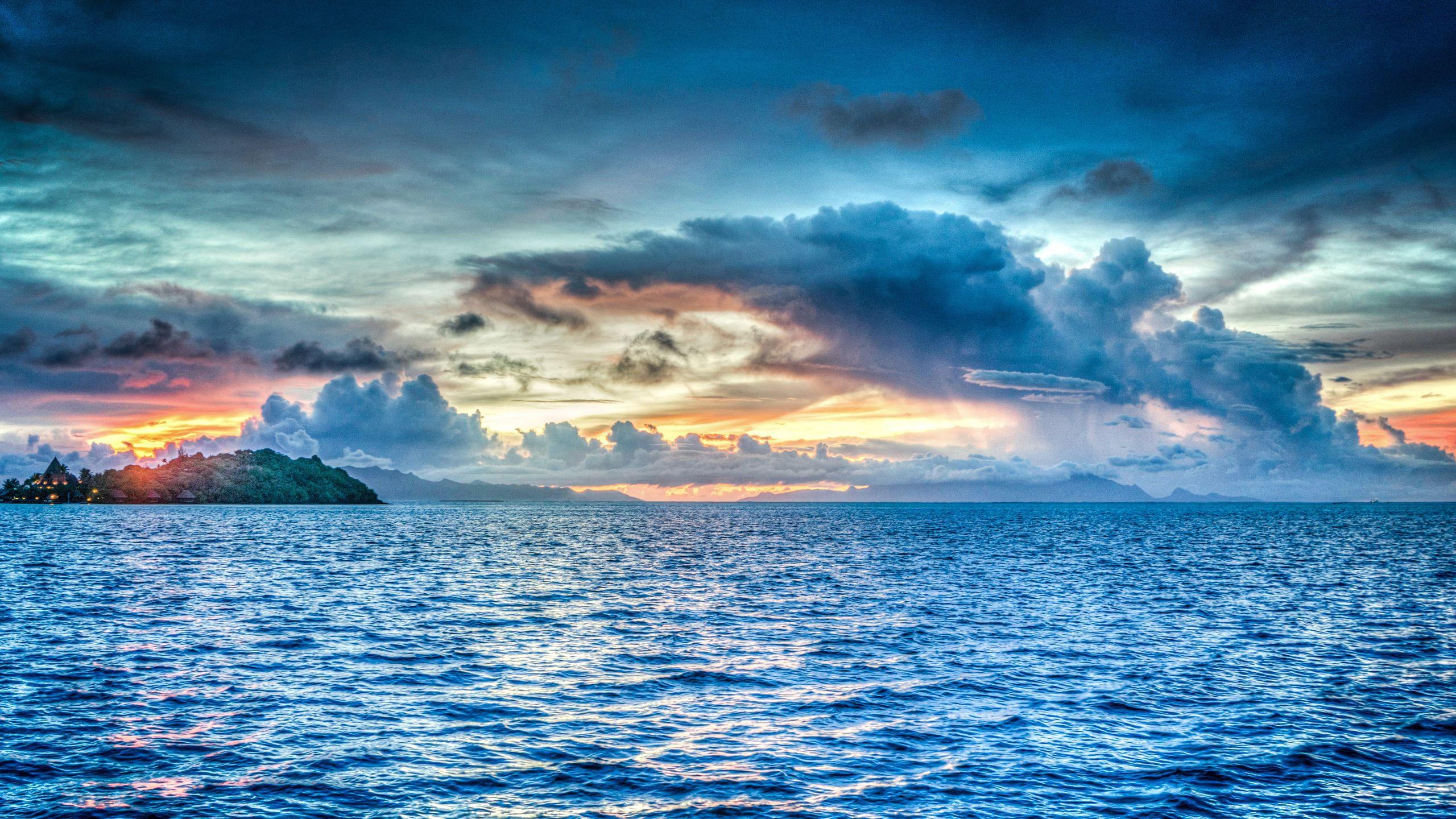 2560x1440 Bora Bora French Polynesia Sunset Ocean Pacific