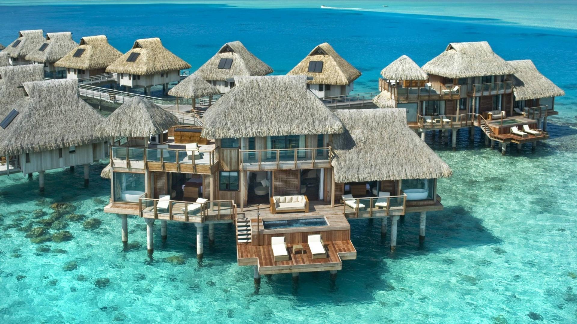 1920x1080 Hilton Bora Bora Hotel Water Bungalow HD desktop wallpaper