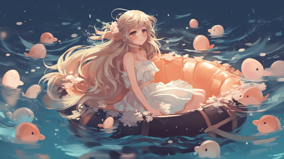 1200x673 Anime Girl Sitting In A Boat In