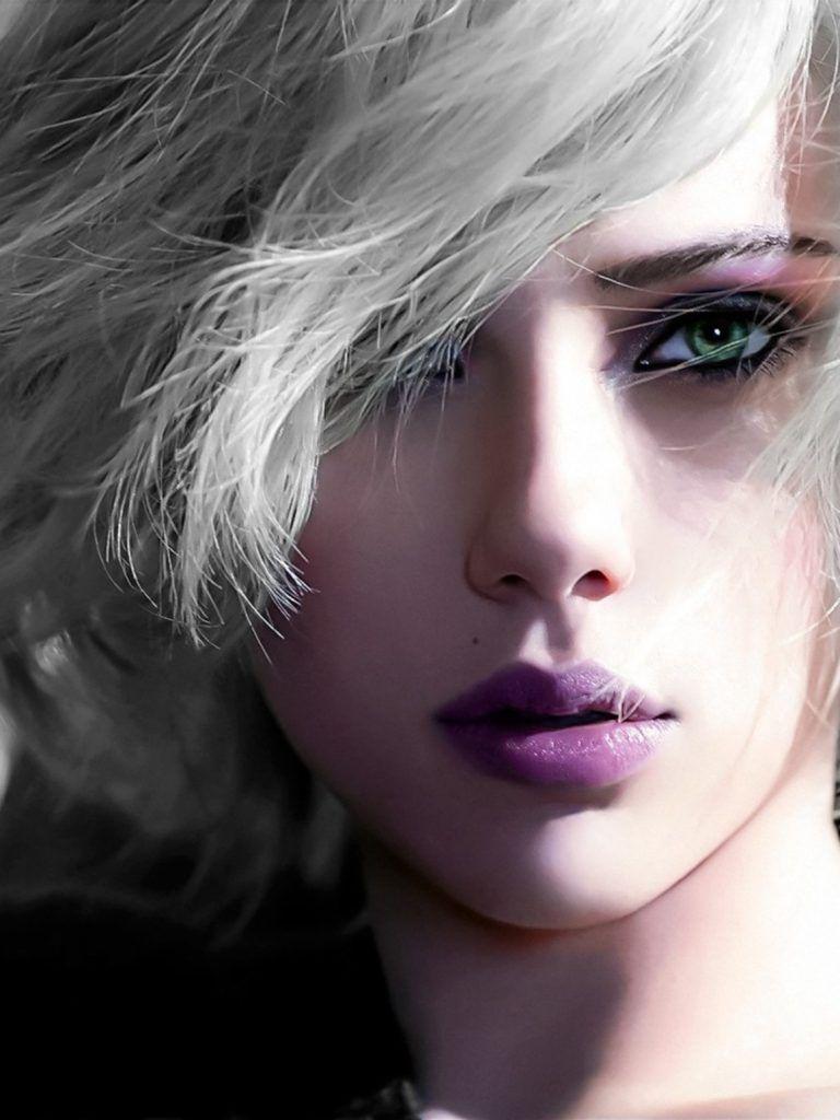 768x1024 Scarlett Johansson Makeup Style Beautiful Wallpaper