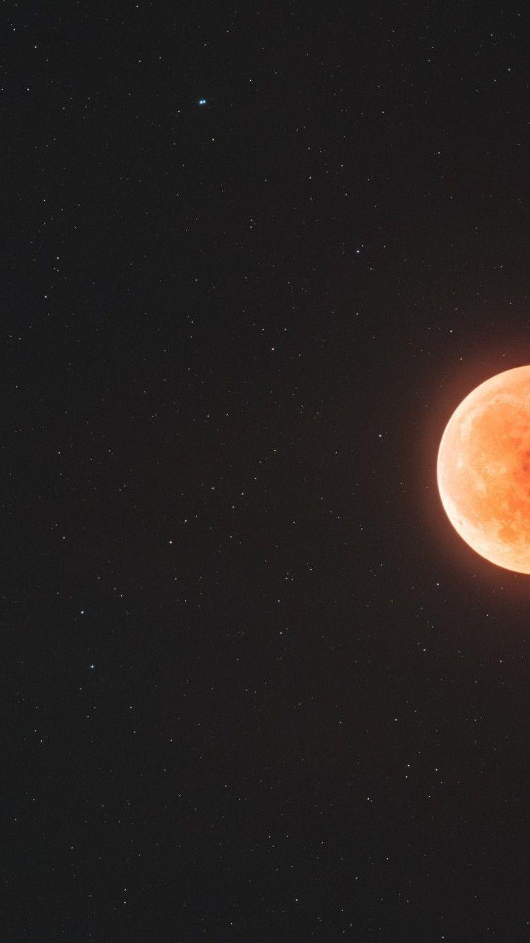 750x1334 Download 750x1334 Lunar Eclipse, Red Moon, Sky Wallpaper