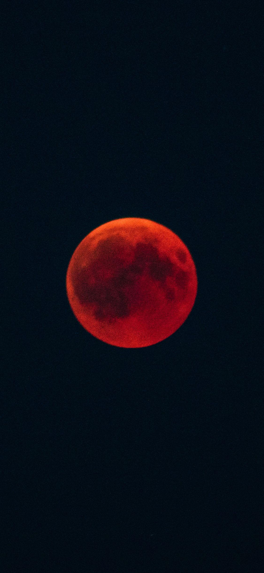 1125x2436 Blood moon, lunar eclipse, night wallpaper, 3652x HD