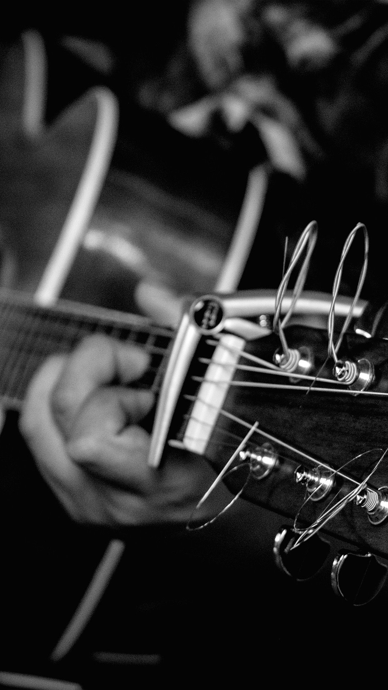 1242x2208 Guitar Music Art Bw Dark Yamaha