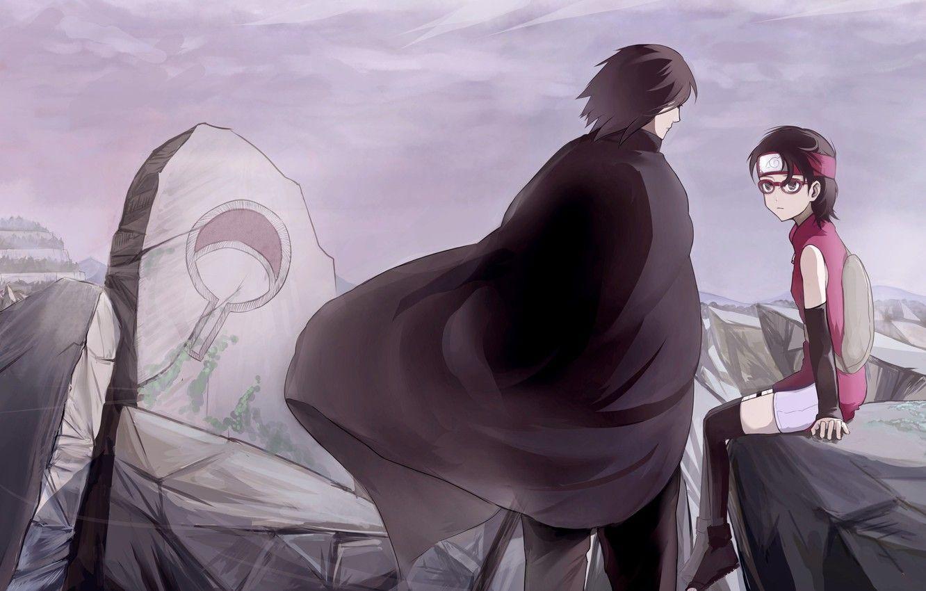 1332x850 Wallpaper the ruins, coat of arms, naruto, art, Sasuke