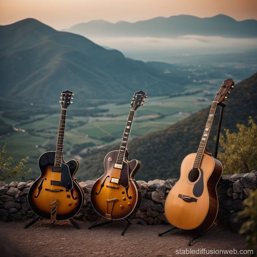 1024x1024 Jazz Duet on Mountainous Landscape