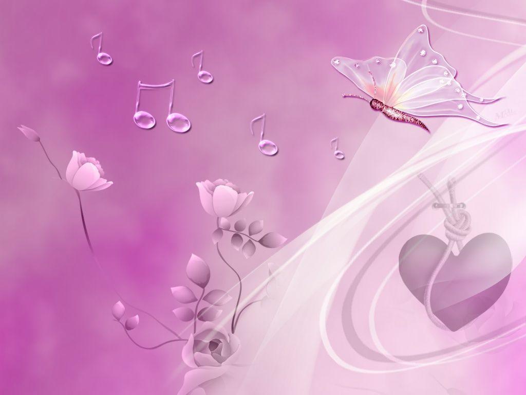 1024x768 Love Pink and Purple 3D Wallpaper at