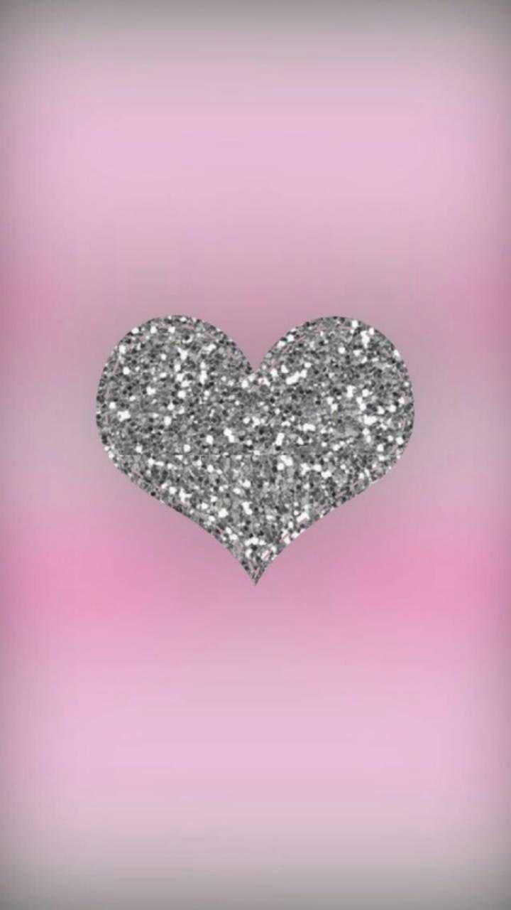 720x1280 silver heart glitter Wallpaper