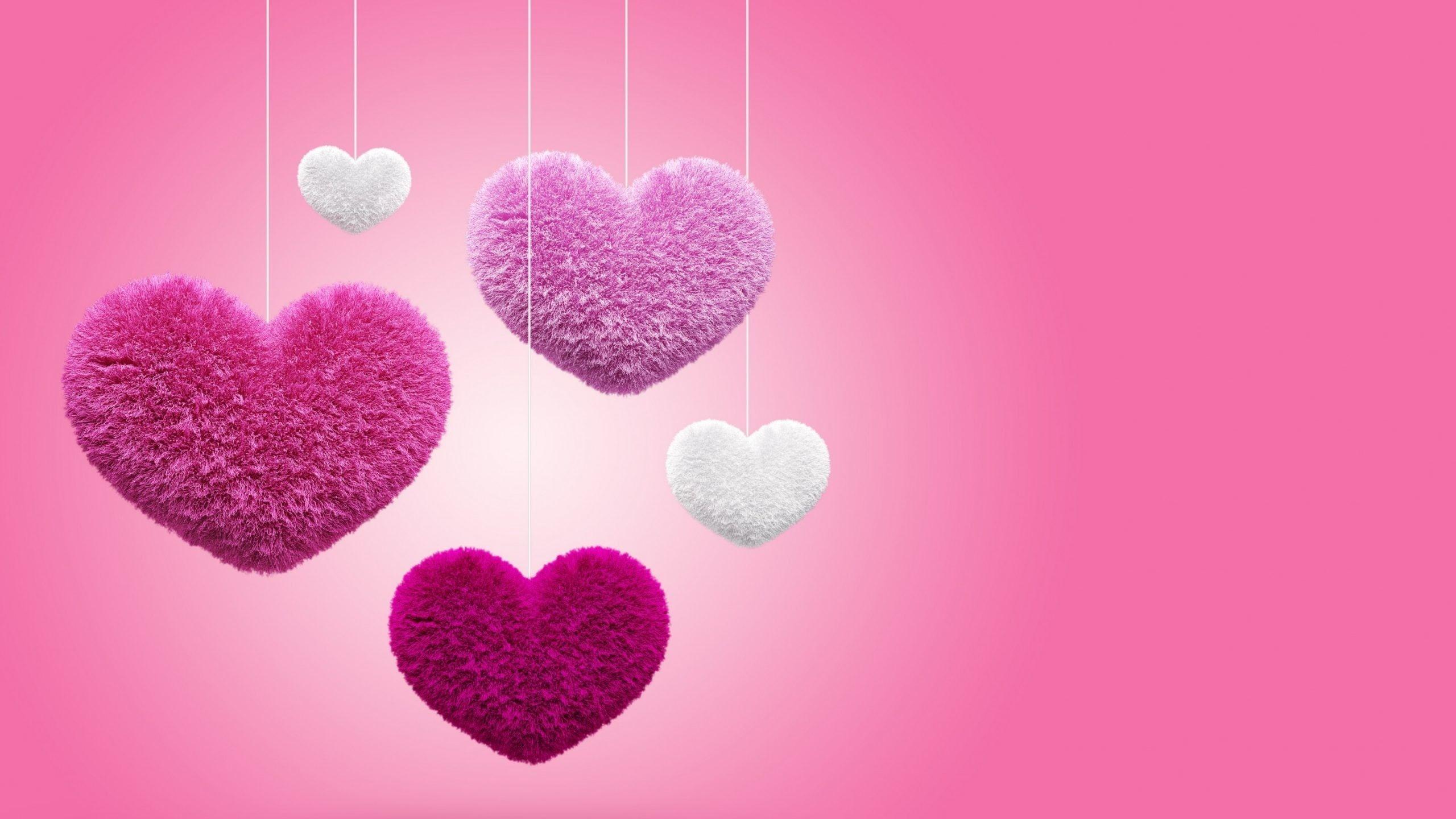 2560x1440 Pink Heart Wallpaper background picture