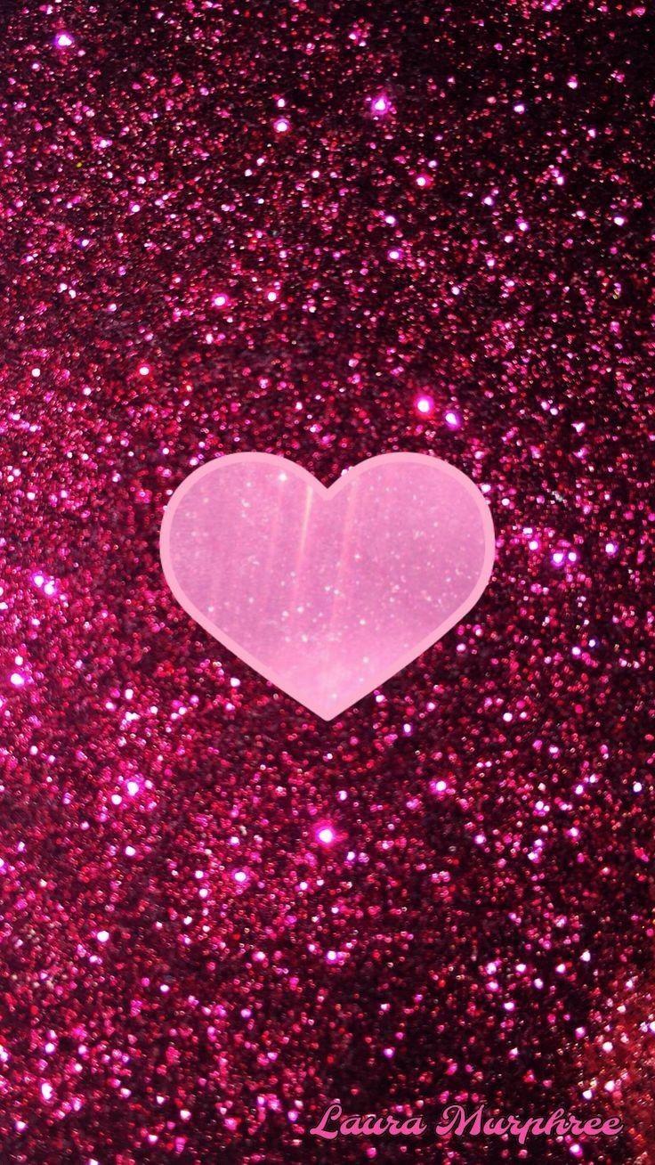 glitter pink heart wallpaper