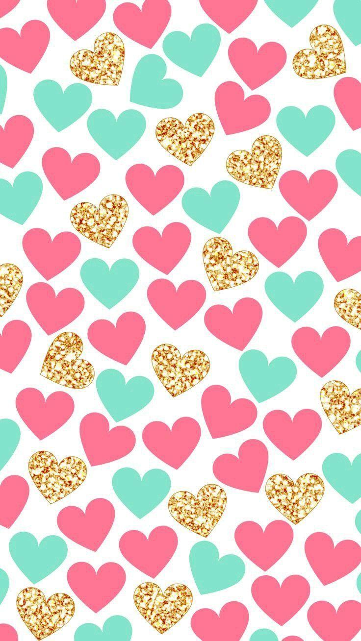 736x1308 Pink and turquoise heart graphic pattern. COLOR.. patterns