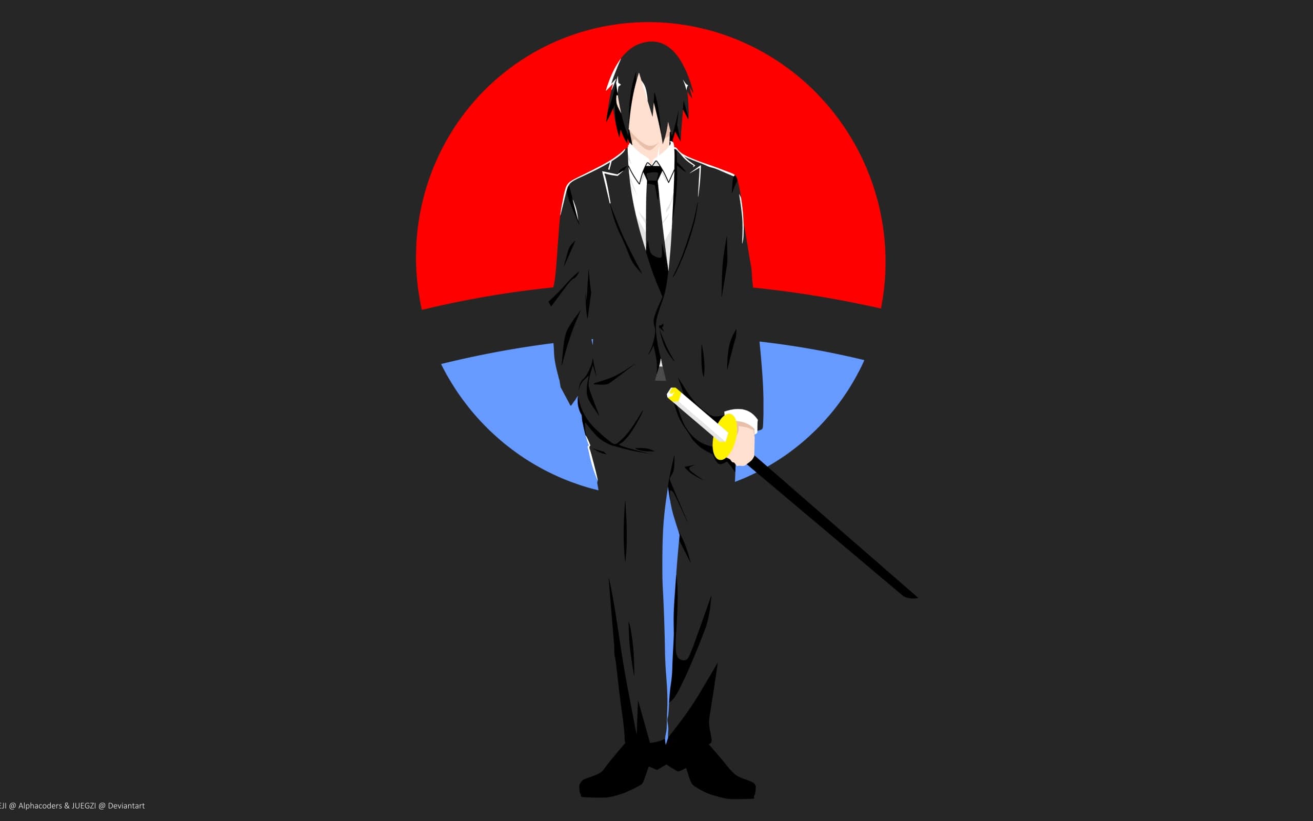 2560x1600 Wallpaper of Sasuke Uchiha, Suit, Sword, Uchiha Clan, Art