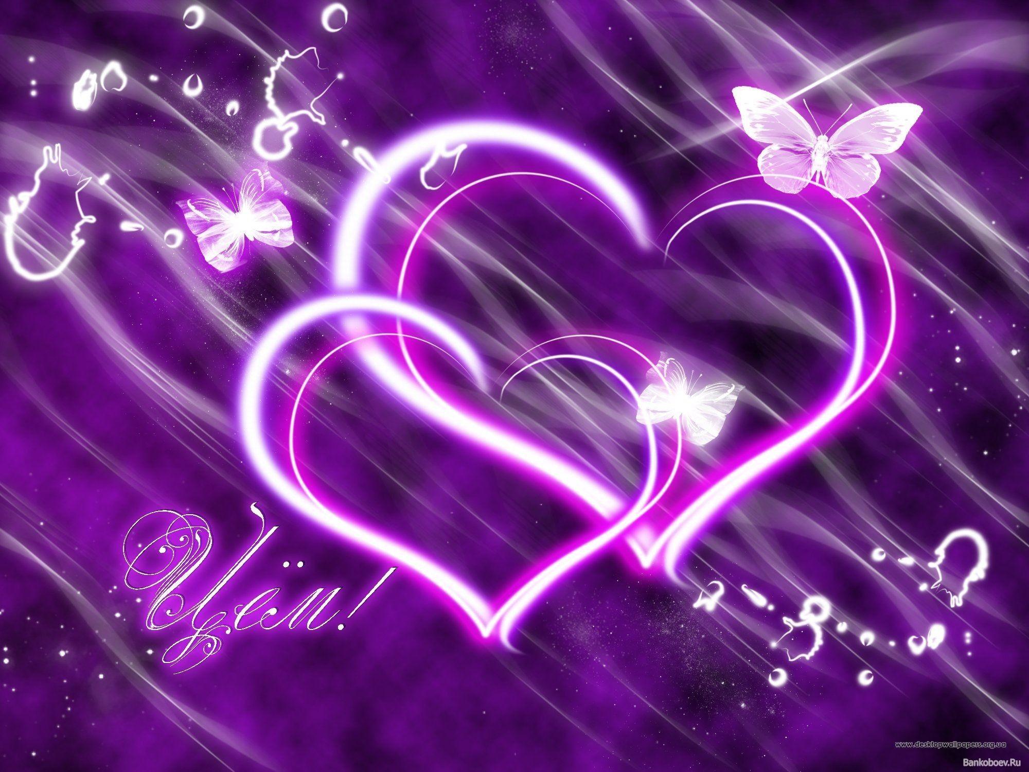 Wallpaper Love heart neon light purple backlight 3840x2160 UHD 4K Picture  Image