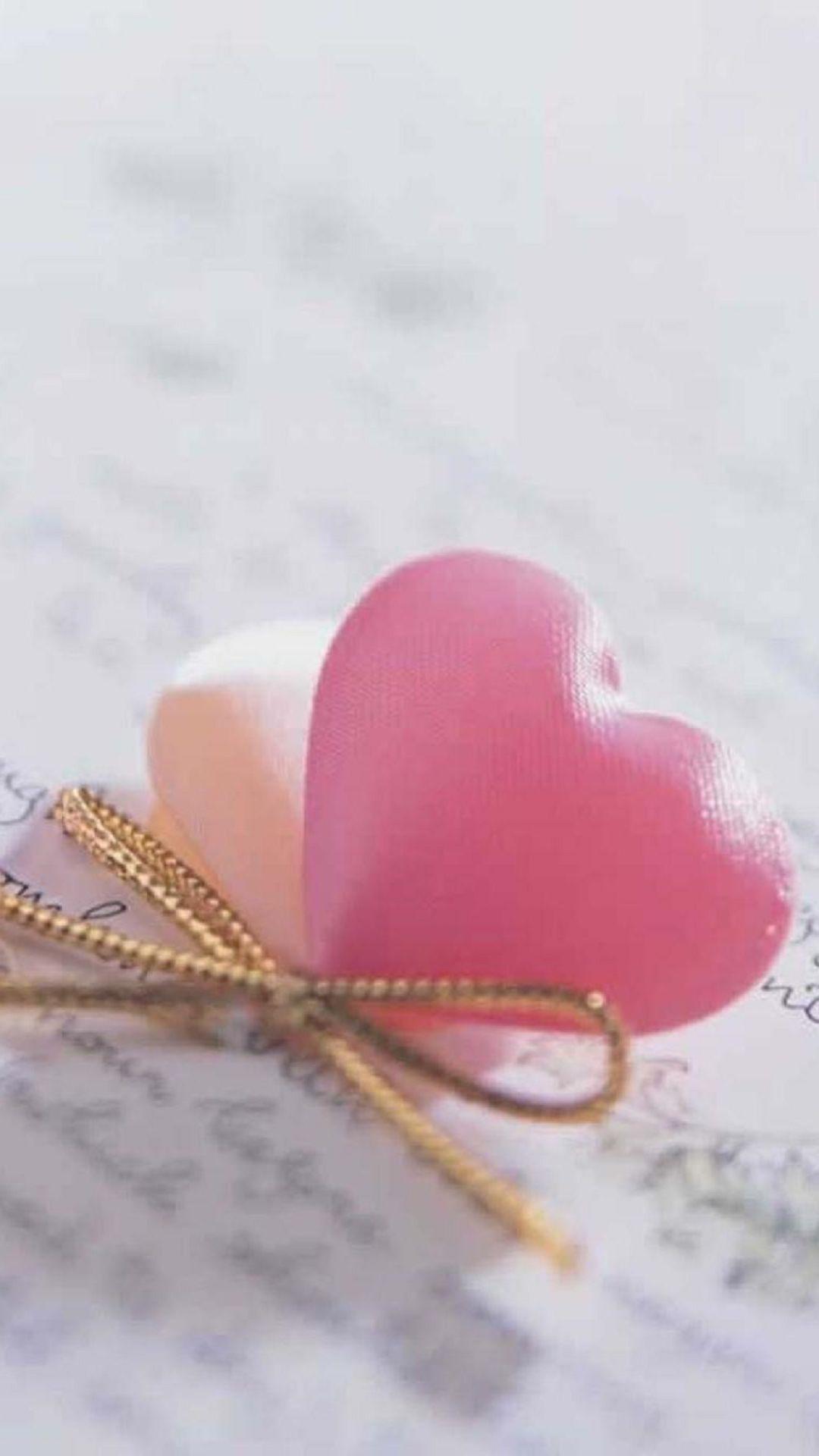 1080x1920 Macro Pink Heart Paper Android Wallpaper free download