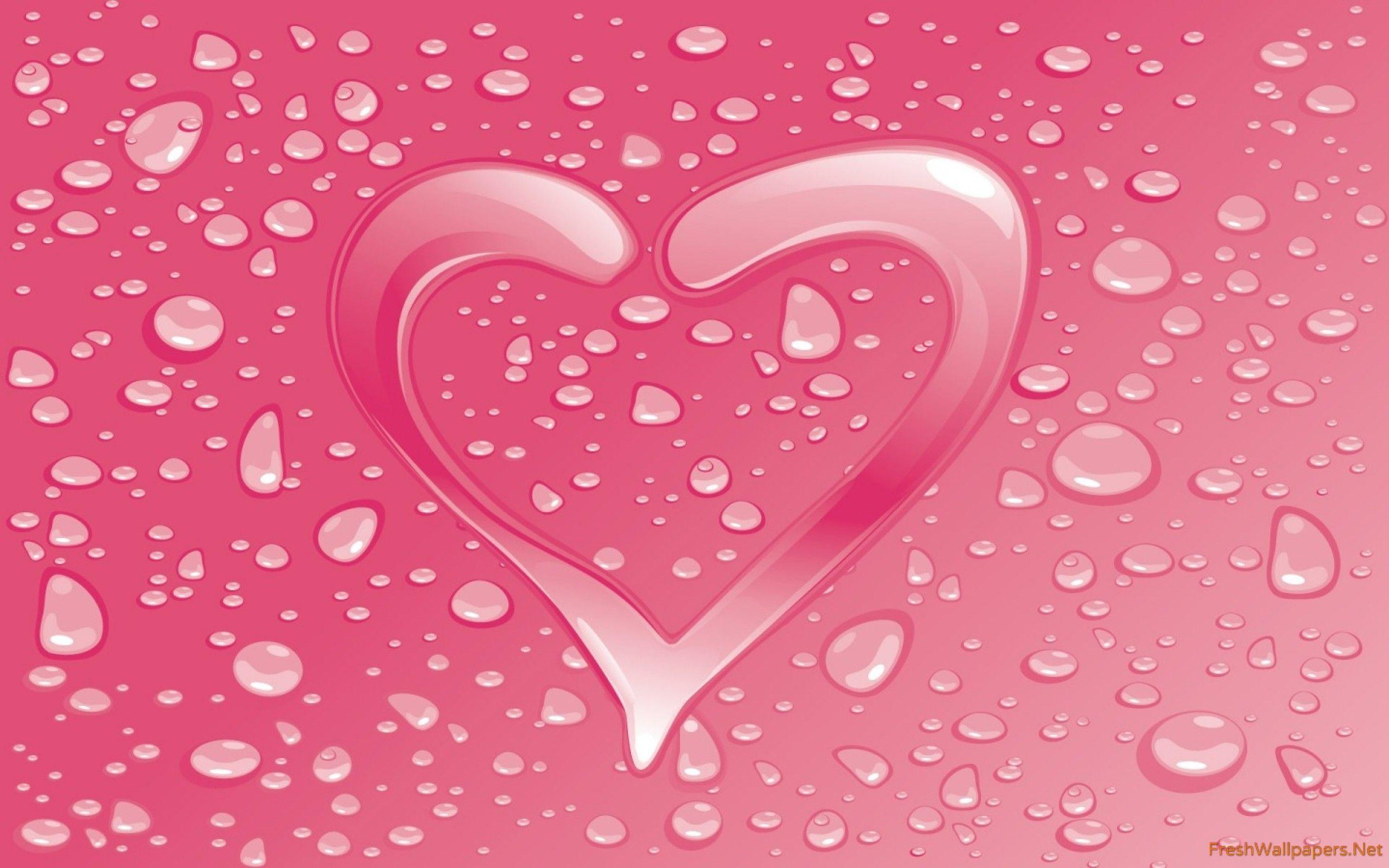 2560x1600 Pink Hearts water effect wallpaper