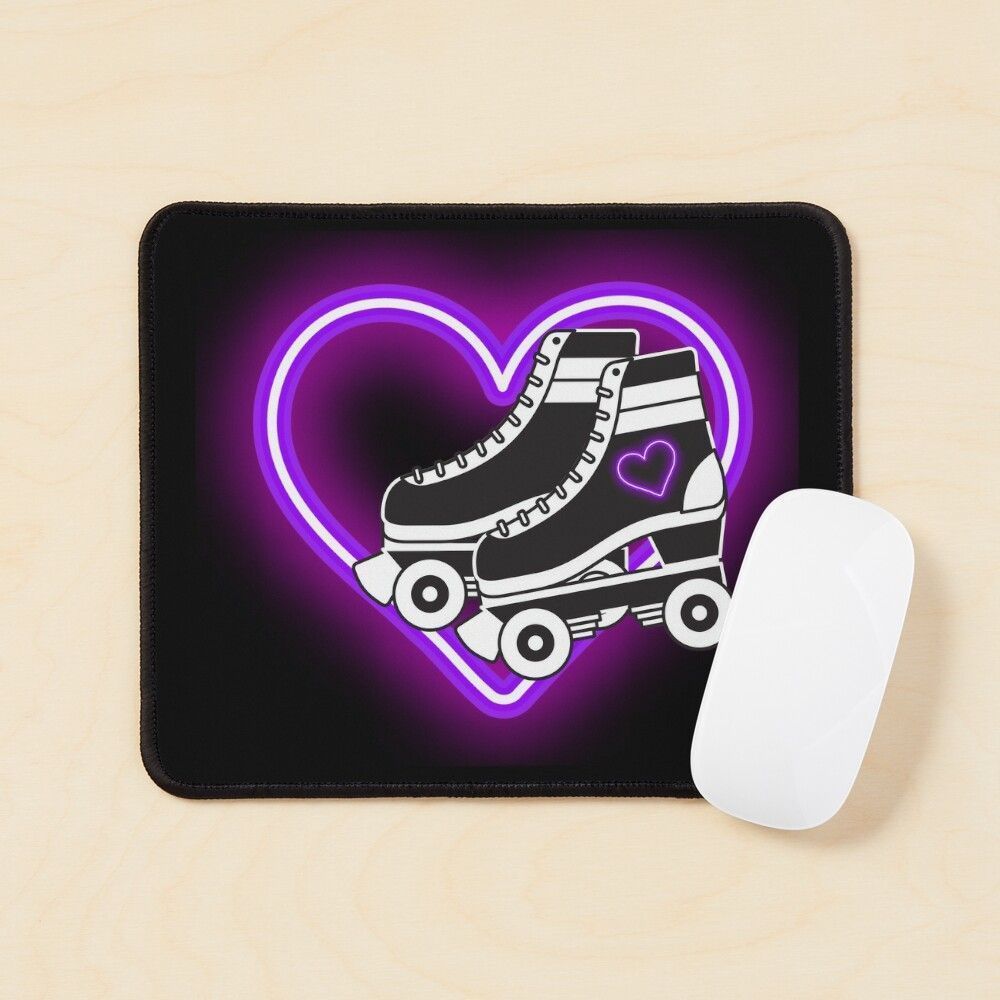 1000x1000 Neon Heart Skates Purple Poster