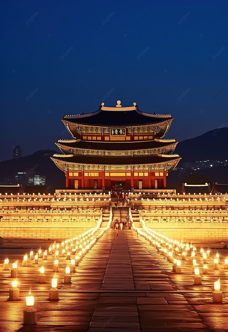 960x1398 Pyeongchang Palace Lit Up At Dusk