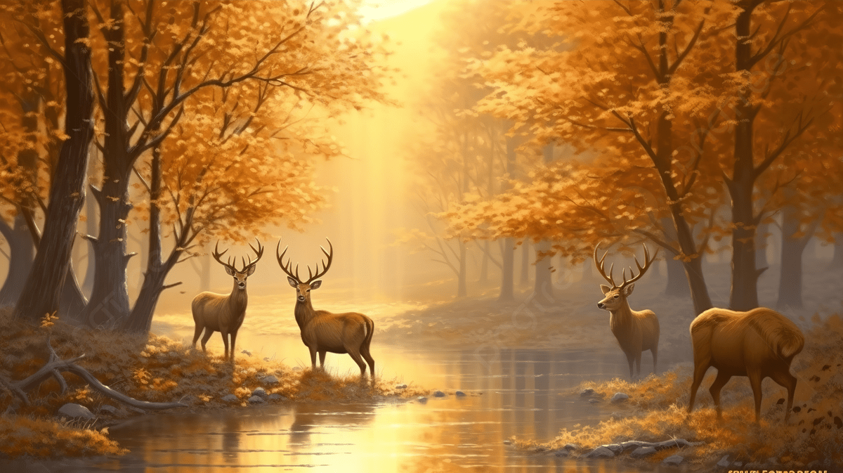 1200x673 Golden Deer In A Modern 3D Landscape