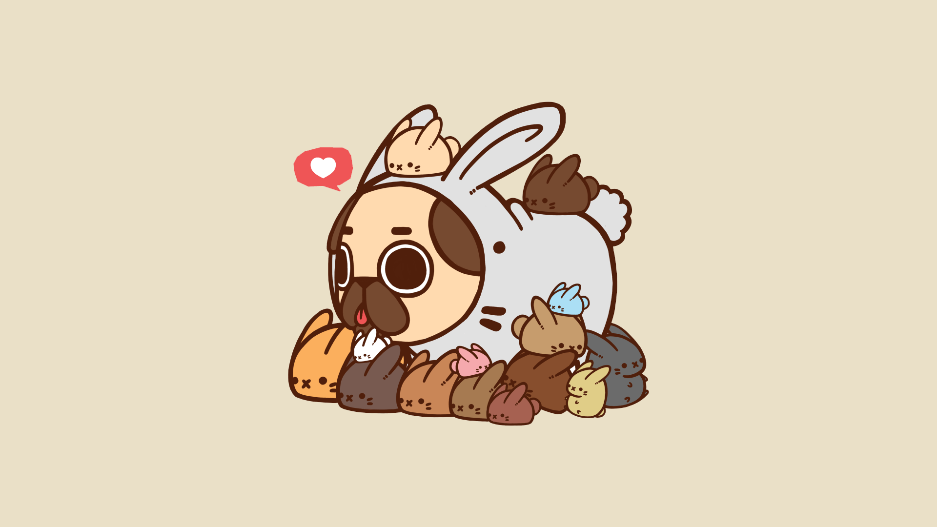 1920x1080 Download Heart Bunny Dog Comic Puglie