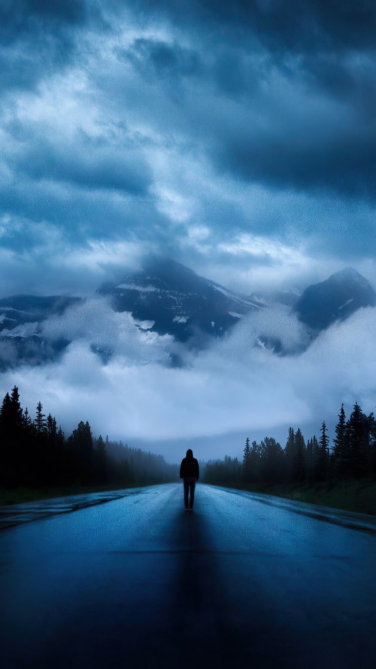 750x1334 wallpaper 750x1334 walking alone
