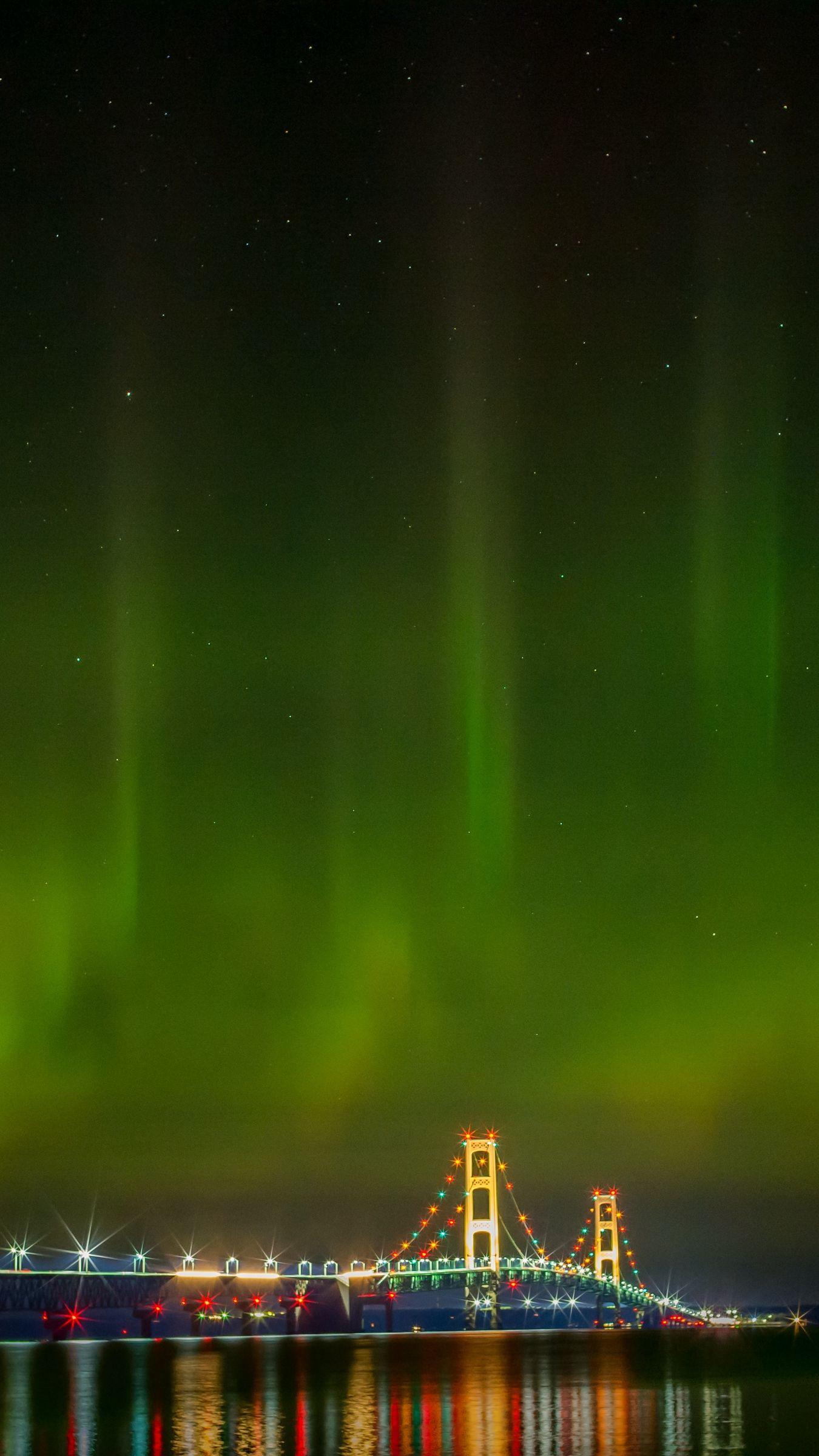 1350x2400 Download wallpaper 1350x2400 northern lights, aurora, bridge