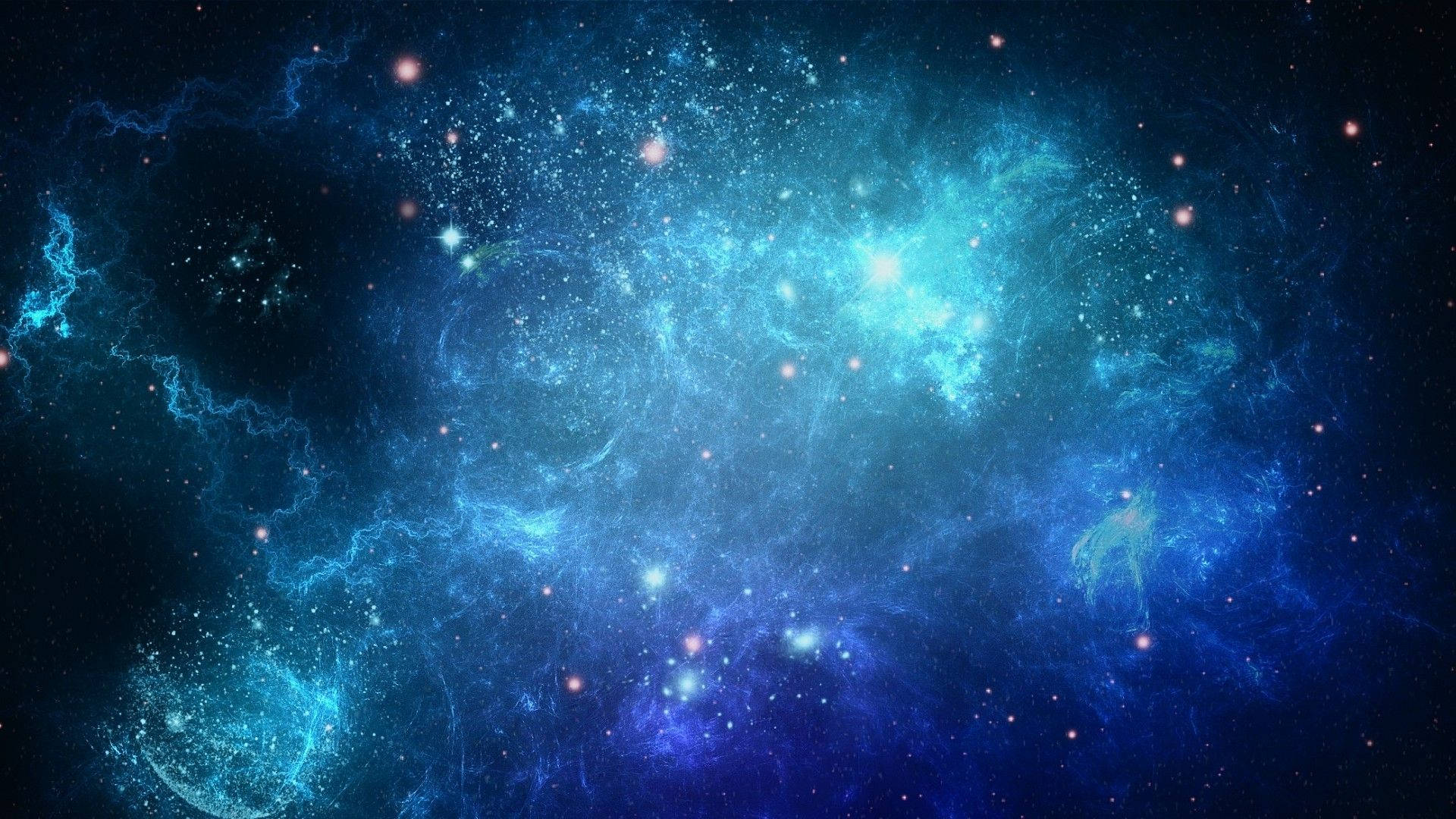 1920x1080 Teal Galaxy Background Wallpaper