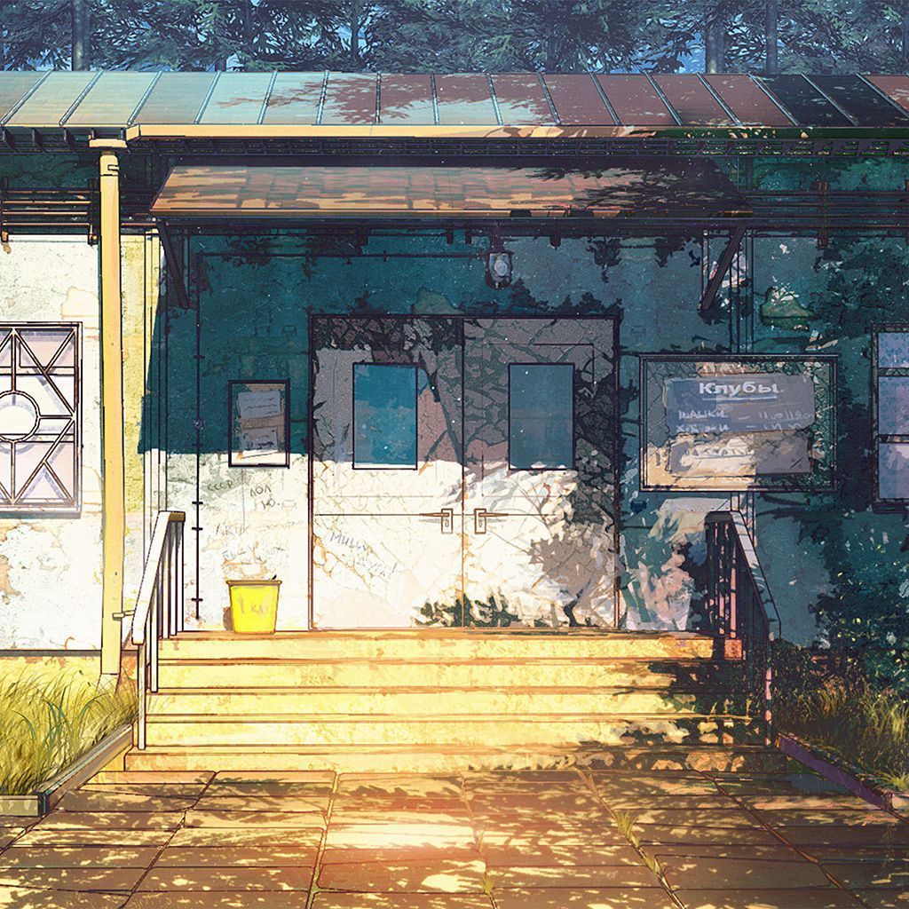 1024x1024 Camp Wood House Anime Illustration