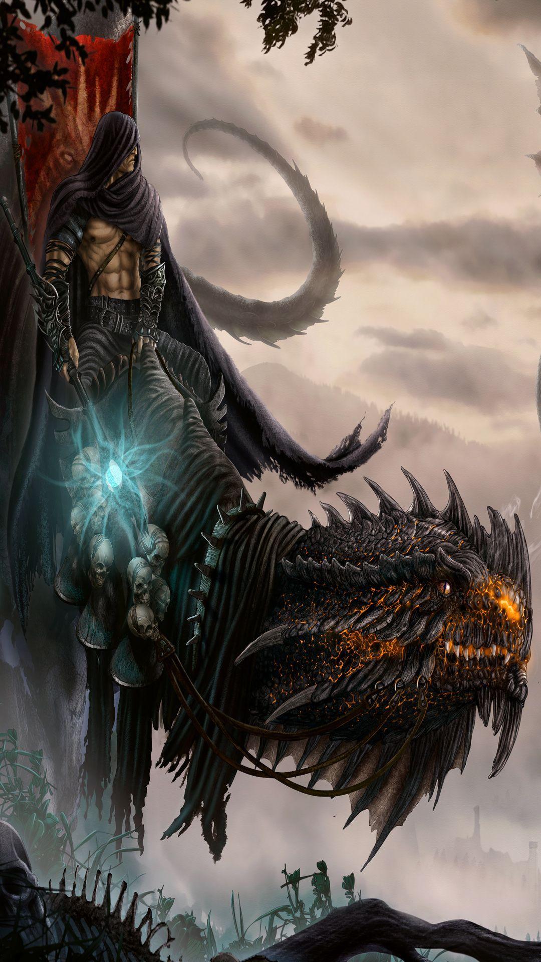 1080x1920 Free Warrior Dragon Fantasy Dragon desktop wallpaper. Free