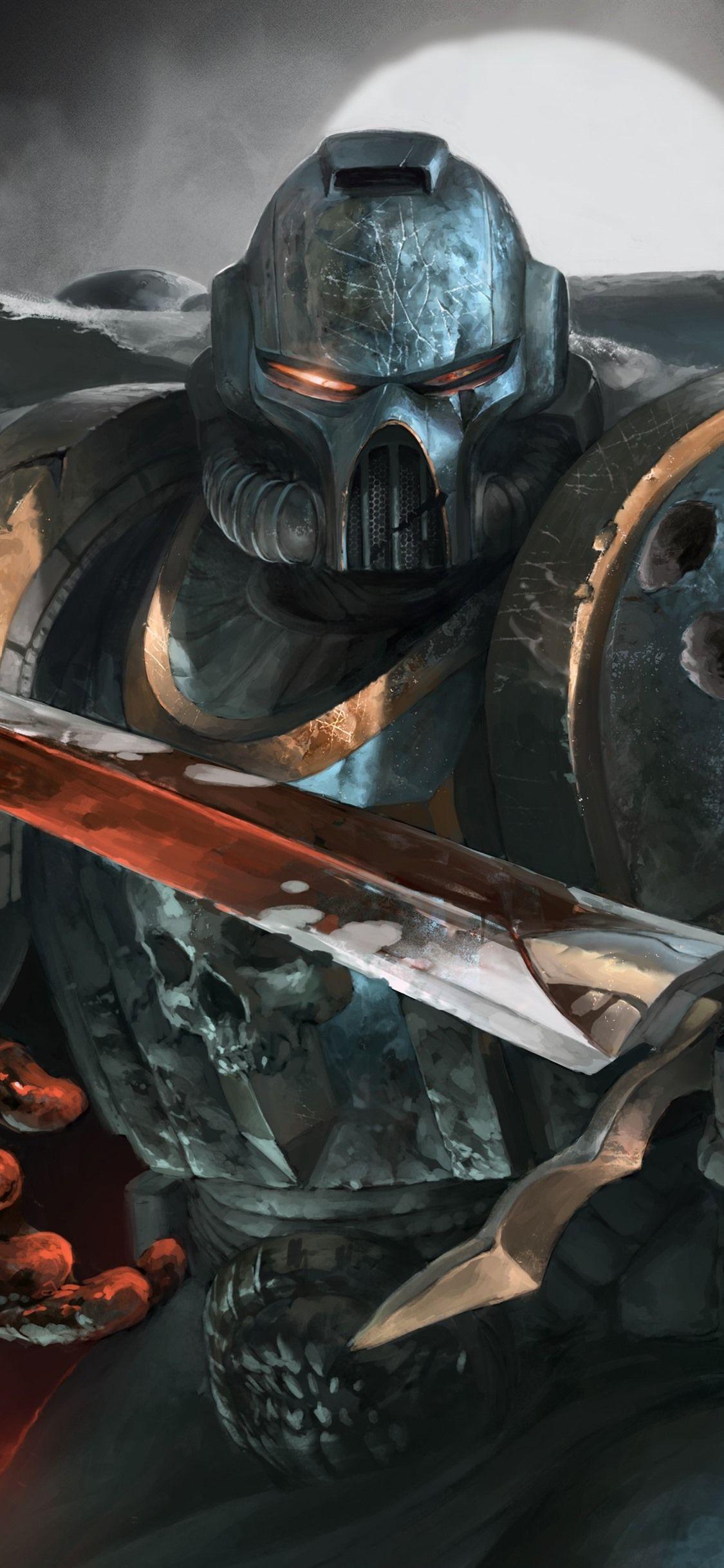 1125x2436 Warhammer Warrior, Armor, Sword 1125x2436 IPhone XS X