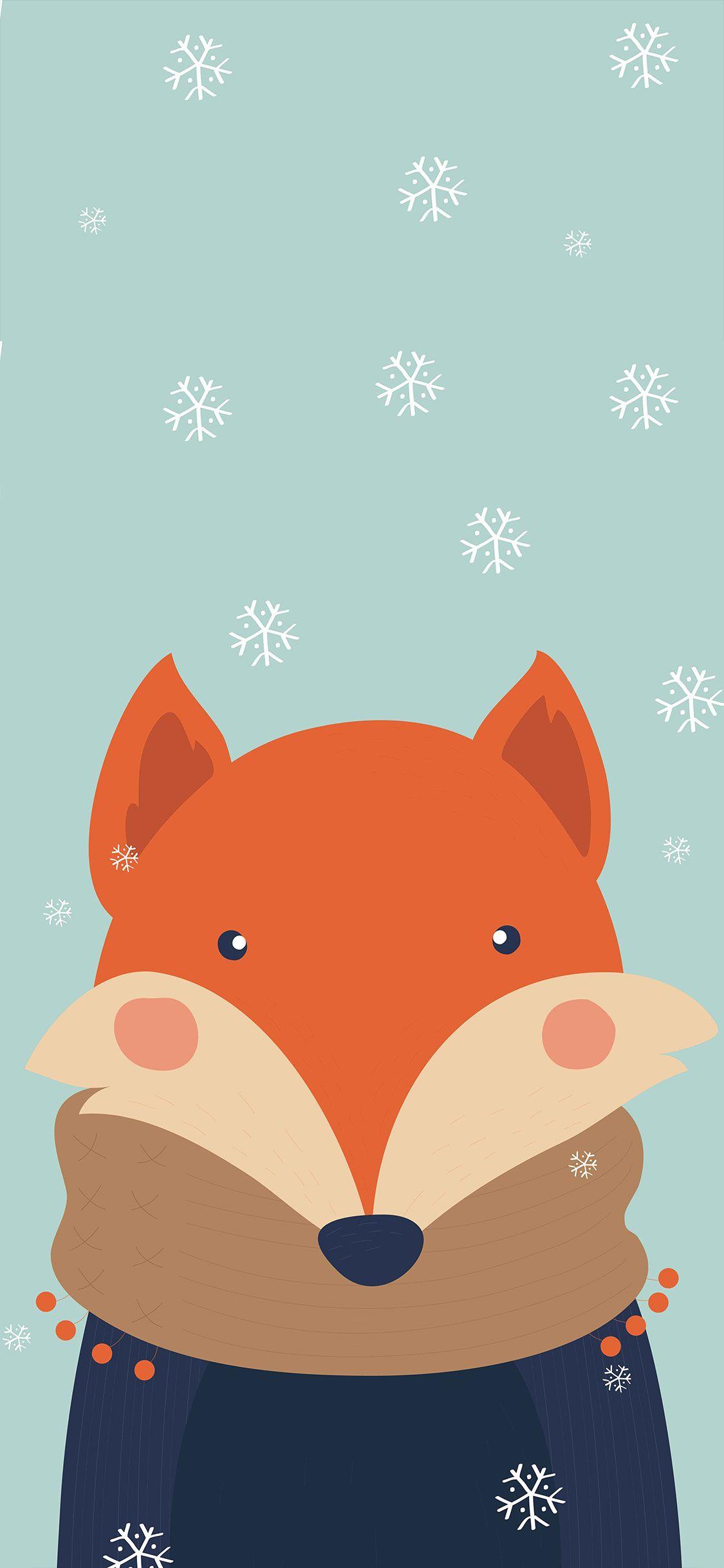 1125x2436 Cartoon iPhone Fox Wallpaper