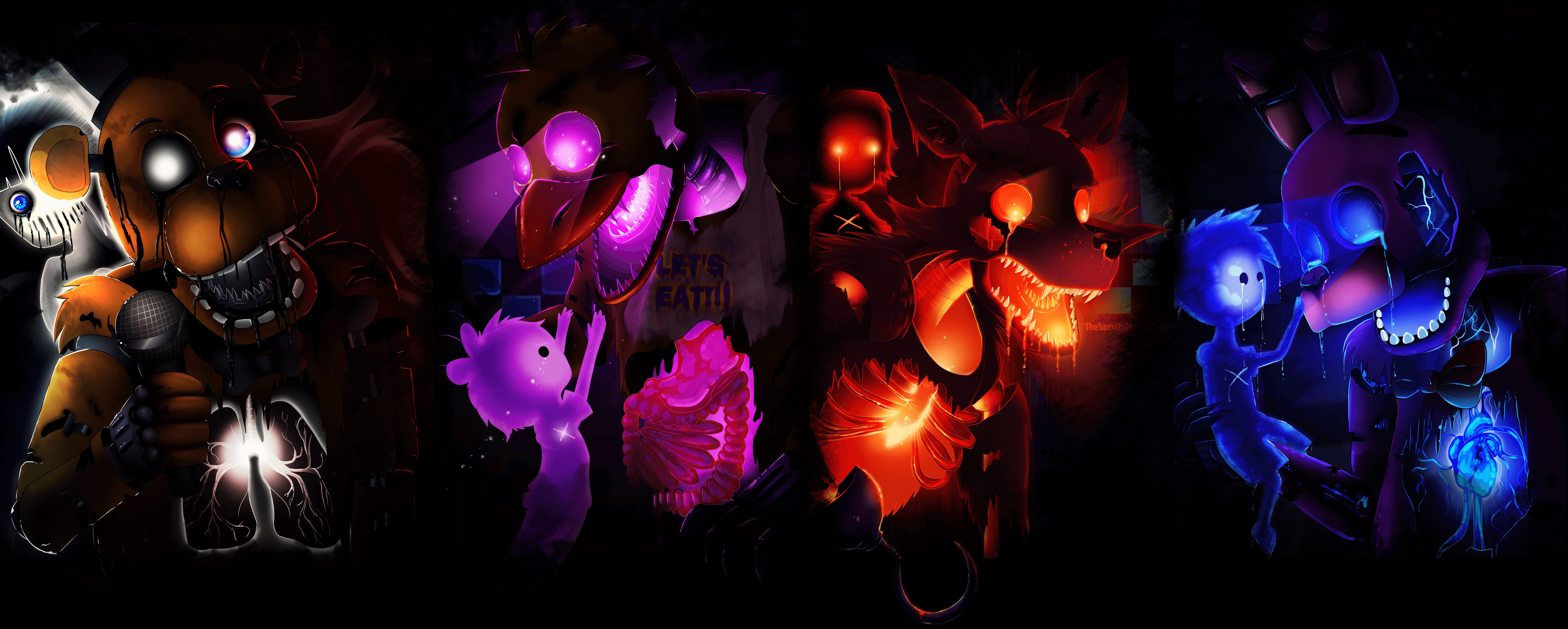 7981x3202 Freddy (Five Nights at Freddys), Chica (Five NIghts