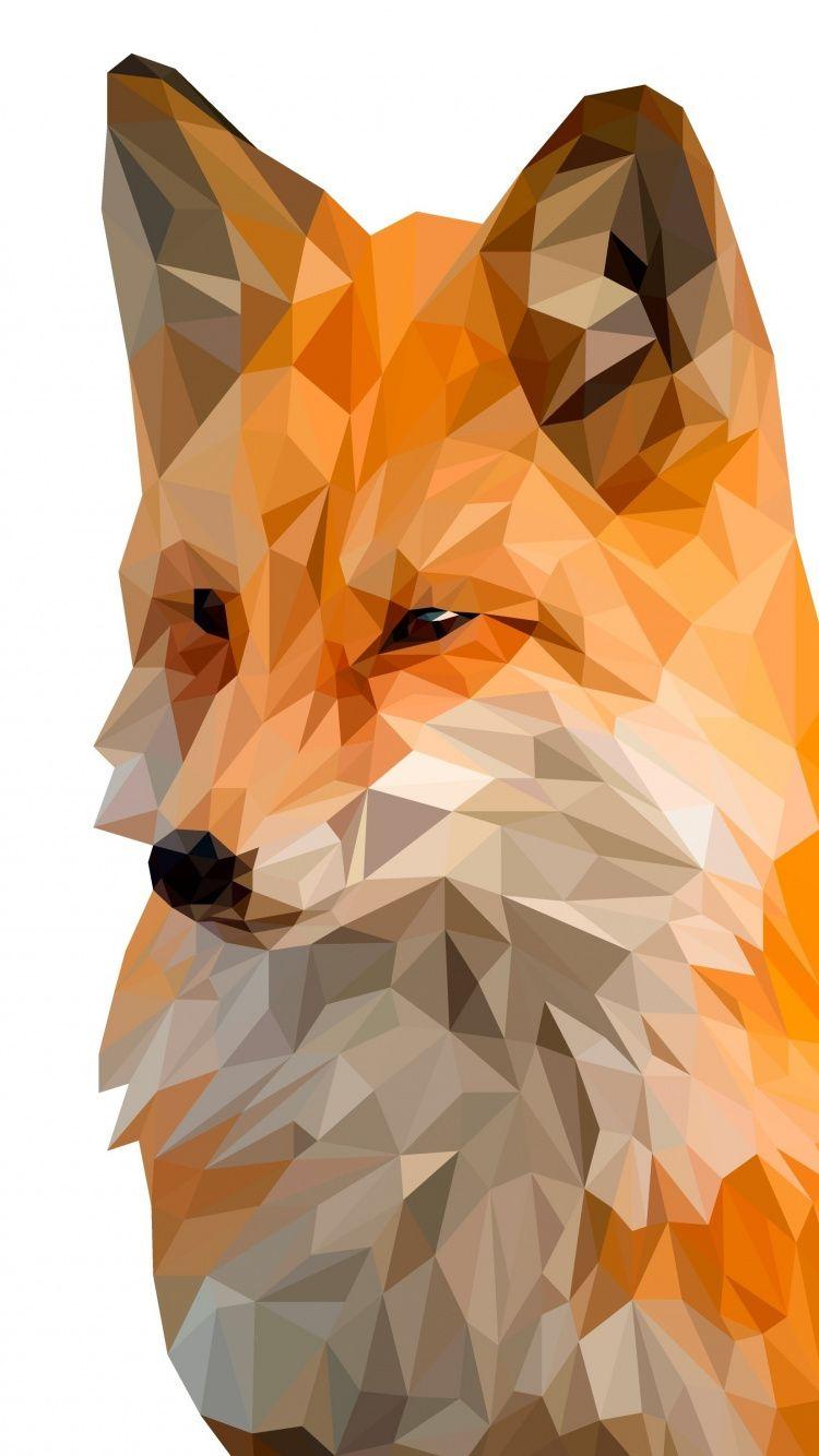 750x1334 Download 750x1334 wallpaper fox, muzzle, digital art, low