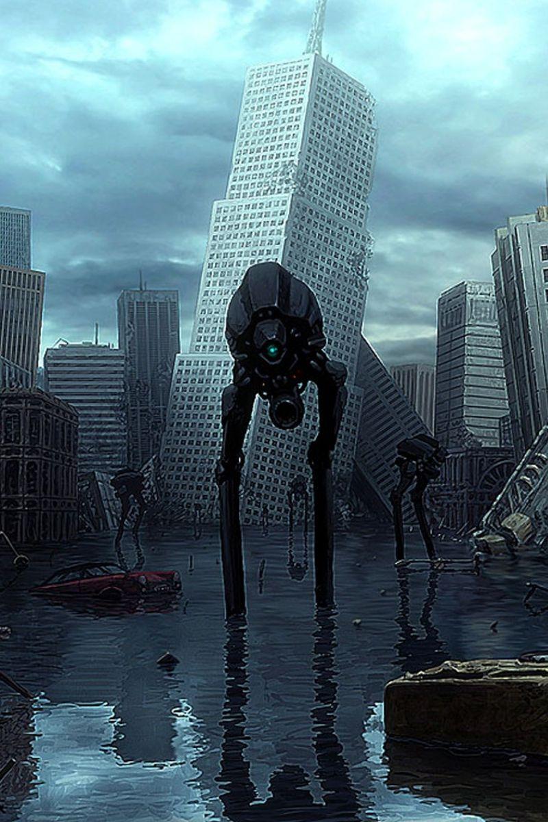 800x1200 Download Wallpaper 800x1200 Half Life, City, House, Robots